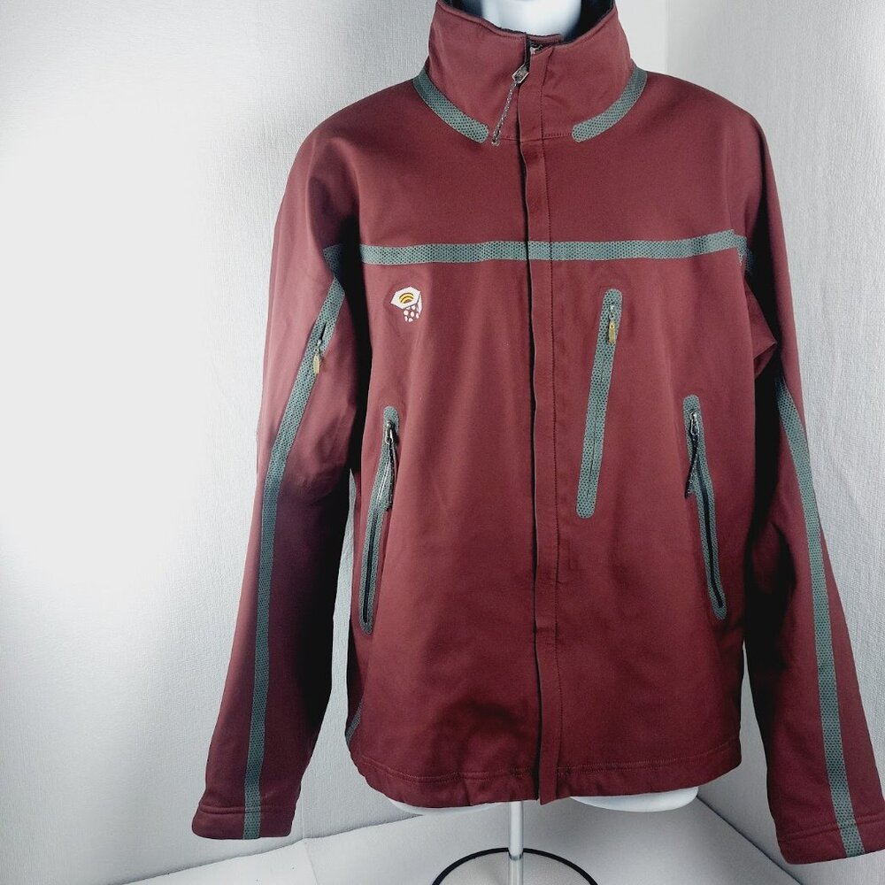 Mountain Hardwear Men's Maroon Grey Conduit Soft Shell Windbreaker Jacket Size L - Picture 2 of 13
